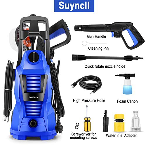 Power Washer ,High Pressure Washer 2.5GPM Electric Power Washer 1400W Power Washers Electric Powered with Adjustable Nozzle Soap Bottle for Homes, Cars, Driveways, Patios and Garden (Blue)