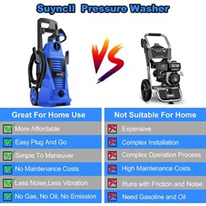 Power Washer ,High Pressure Washer 2.5GPM Electric Power Washer 1400W Power Washers Electric Powered with Adjustable Nozzle Soap Bottle for Homes, Cars, Driveways, Patios and Garden (Blue)