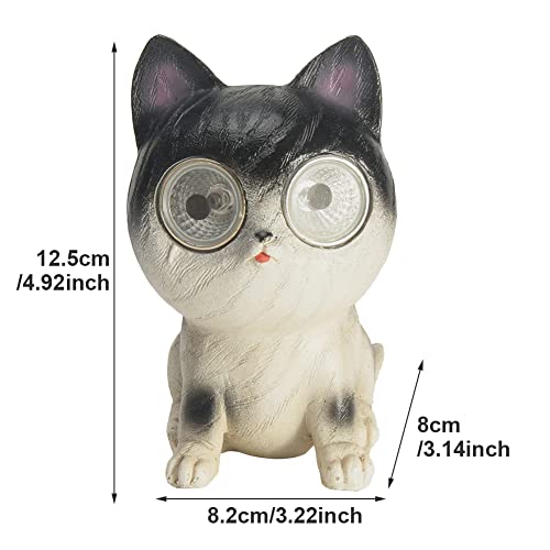 JIANWEI Garden Cat Solar Light, Cute Lawn Cat-Shaped Statues Waterproo-f Solar Animal Statue Light, Bright Eyes Solar Cat Ornament for Flower Fence Passage Walkway Courtyard Decoration