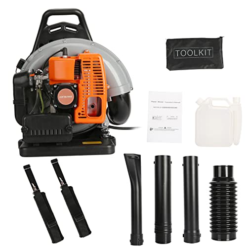 Leaf Blower Gas Powered with Adjustable Backpack Strap, 665 CFM 6800 RPM(r/min) 63cc 2-Stroke Engine Multi-Purpose Cordless High Strength Snow Blower for Outdoor Yard Garden Snowfield & Meadowland