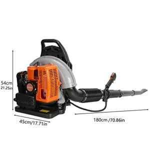 Leaf Blower Gas Powered with Adjustable Backpack Strap, 665 CFM 6800 RPM(r/min) 63cc 2-Stroke Engine Multi-Purpose Cordless High Strength Snow Blower for Outdoor Yard Garden Snowfield & Meadowland