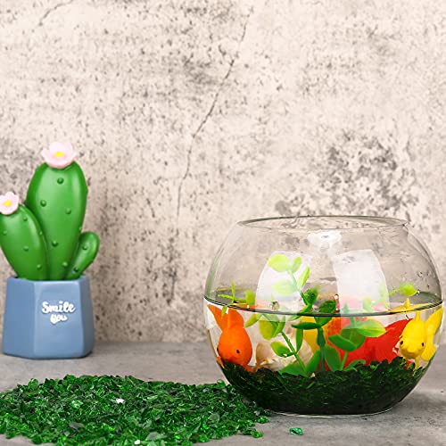 Crushed Glass for Crafts Broken Glass Pieces Decorative Reflective Tempered Crushed Mirror Pieces Vase Filler Crush Glass for Vase Pool, Bar, Fish Tank, Garden Decoration (Green,2 Pound)
