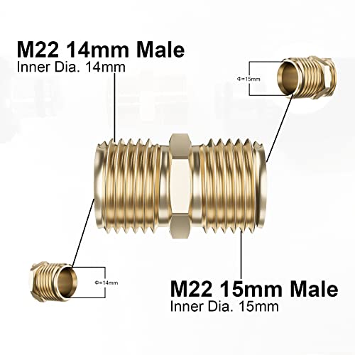 POHIR Pressure Washer Adapter Set, Garden Water Hose Quick Connect Kit, M22 Swivel to 3/8'' Quick Connect, 3/4" to Quick Release, Metric M22 15mm Male Thread to M22 14mm Male Fitting, 9-Pack