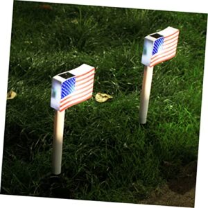 NOLITOY 2pcs Garden Night Lights Backyard Flag US Solar Decor for Patriots Patriotic Pin Patio Day Gift Lamp Supplies Accent Stake Outdoor Lawn Veteran Cemetery Spotlights