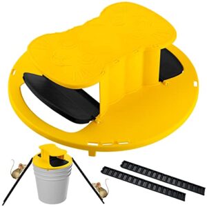 mouse trap bucket – bucket lid mouse/rat trap,auto reset multi catch humane rat trap for indoor outdoor, compatible 5 gallon bucket
