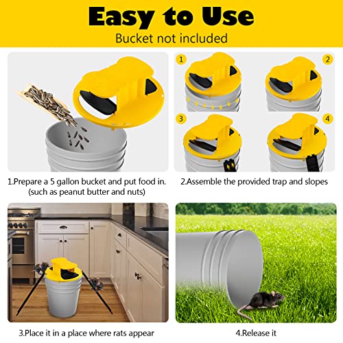 Mouse Trap Bucket - Bucket Lid Mouse/Rat Trap,Auto Reset Multi Catch Humane Rat Trap for Indoor Outdoor, Compatible 5 Gallon Bucket