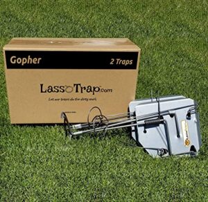 lasso trap gopher trap (pack of 2) galvanized & oil-hardened steel; super cost-effective, reusable, & durable animal trap best in the lawn, yard, garden, farm, & all outdoor settings w/manual