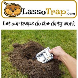 LASSO TRAP Gopher Trap (Pack of 2) Galvanized & Oil-Hardened Steel; Super Cost-Effective, Reusable, & Durable Animal Trap Best in The Lawn, Yard, Garden, Farm, & All Outdoor Settings w/Manual