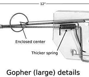 LASSO TRAP Gopher Trap (Pack of 2) Galvanized & Oil-Hardened Steel; Super Cost-Effective, Reusable, & Durable Animal Trap Best in The Lawn, Yard, Garden, Farm, & All Outdoor Settings w/Manual