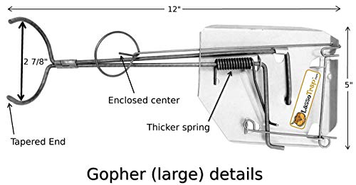 LASSO TRAP Gopher Trap (Pack of 2) Galvanized & Oil-Hardened Steel; Super Cost-Effective, Reusable, & Durable Animal Trap Best in The Lawn, Yard, Garden, Farm, & All Outdoor Settings w/Manual