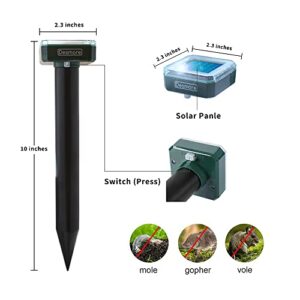 DESMORE 4 Pcs Solar Sonic Mole, Vole and Gopher Repeller with a Beautiful Free Stainless Foldable Shovel, 100% Safe, Single Device Coverage Up to 6,700 Sq.ft, IP65 Waterproof(Color Box Packaging)