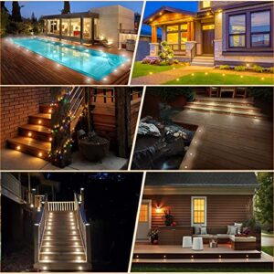 Dimmable LED Deck Lights Kit, 10 Pack Φ1.18 Outdoor Recessed Deck Step Lighting, 2700K-6500K Bluetooth Low Voltage Landscape Light IP67 Waterproof for Garden Patio Rail Ground Pathway