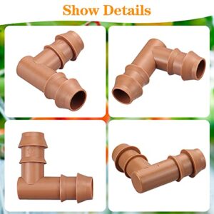 iRunning 18 Pieces Drip Irrigation 1/2" Tubing Elbow Fittings (17mm), Barbed Elbow Connectors for 1/2 Inch Irrigation Tubing (0.600" ID), Drip Line Elbows for Drip Sprinkler Garden Systems