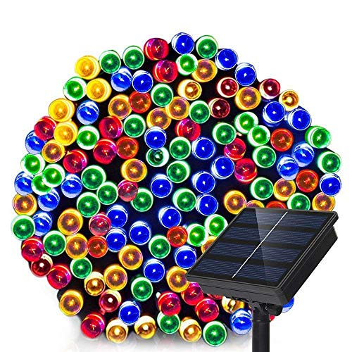 Dolucky Solar Christmas Lights Outdoor, 72ft 200 LED 8 Mode Solar Powered String Lights Waterproof for Garden Patio Fence Holiday Party(Multicolor)