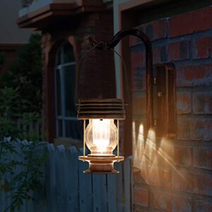 Solar Lanterns Outdoor Waterproof - 8.3" Bright Large Solar Hanging Lights - 2 Pack Solar Powered LED Metal Retro Lights Great Decor for Patio, Gardens, Yards, Path, 30 Lumens (Warm Light)