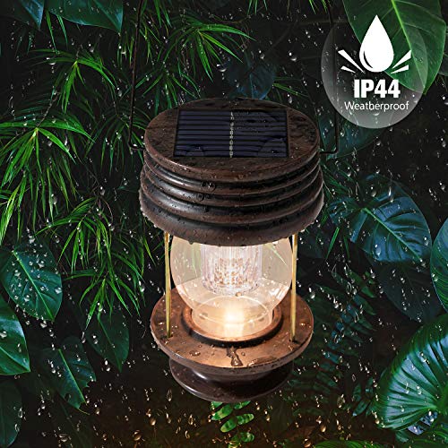 Solar Lanterns Outdoor Waterproof - 8.3" Bright Large Solar Hanging Lights - 2 Pack Solar Powered LED Metal Retro Lights Great Decor for Patio, Gardens, Yards, Path, 30 Lumens (Warm Light)