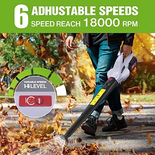 BQYPOWER Leaf Blower Cordless with Battery and Charger, 20V Handheld Electric Leaf Blower for Lawn Care, Variable-Speed, Lightweight Battery Powered Leaf Blower for Snow Blowing & Yard Cleaning