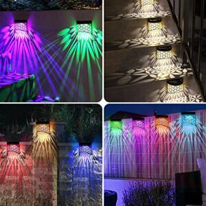 Solar Wall Lights Outdoor Hollow Out Patterns of Petals 4 Pack Solar LED Light Decorative Lamps, for Deck Step Fence Post Pathway and Garden Lighting, 2 Modes Warm White/Color Changing …