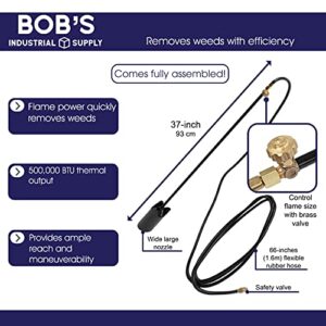 BISupply Weed Burner Stick, 37in - 500K BTU Weed Burner Landscaping Torch Propane Weeder with Hose and Flint Striker