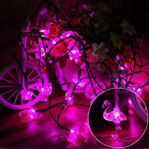 ENSHUI Solar String Lights Outdoor Waterproof 21 ft 30 LED Pink Flamingo Garden Lights 8 Lighting Modes Fairy Lights String Patio Lights Terrace Camping Christmas Decoration (Flamingo)