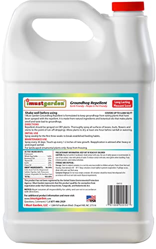 I Must Garden Groundhog/Woodchuck Repellent 1 Gallon Ready-to-Use Refill: All Natural Spray for Gardens, Plants, and Lawns – Pleasant Scent