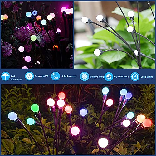 BQOQB 2Pack Solar Powered Firefly Light Starburst Swaying Garden Lights for Outdoor Patio Yard Lawn Pathway Landscape Decor