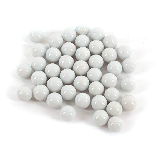 Shiny Stone High Luster Reflective Round Glass Beads,Glass Pebbles,Glass Marble,Glass Ball for Fire Pit Aquarium Succulent Garden DIY Decoration,16mm,46pcs,275g in a jar. (Porcelain White)