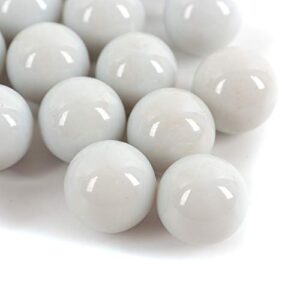 Shiny Stone High Luster Reflective Round Glass Beads,Glass Pebbles,Glass Marble,Glass Ball for Fire Pit Aquarium Succulent Garden DIY Decoration,16mm,46pcs,275g in a jar. (Porcelain White)