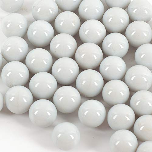 Shiny Stone High Luster Reflective Round Glass Beads,Glass Pebbles,Glass Marble,Glass Ball for Fire Pit Aquarium Succulent Garden DIY Decoration,16mm,46pcs,275g in a jar. (Porcelain White)