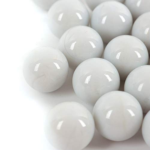 Shiny Stone High Luster Reflective Round Glass Beads,Glass Pebbles,Glass Marble,Glass Ball for Fire Pit Aquarium Succulent Garden DIY Decoration,16mm,46pcs,275g in a jar. (Porcelain White)