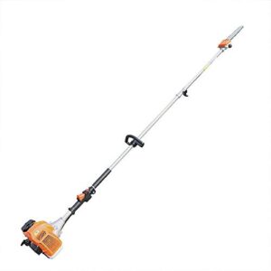 gas powered pole saw, 52cc 2-cycle powerful chainsaw, cordless gas long reach tree trimmer pruning chain saw, pole reach to 8.2 feet for tree limb branches pruning garden tree trimmer