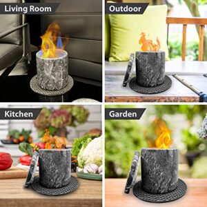 Tabletop Marble Firepit Bowl with Lid and Silicone Mat - Perfect for Indoor and Outdoor Gatherings, Patio Parties, Garden Décor, Camping Trips - Durable and Stylish Design with Natural Stone Finish