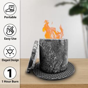 Tabletop Marble Firepit Bowl with Lid and Silicone Mat - Perfect for Indoor and Outdoor Gatherings, Patio Parties, Garden Décor, Camping Trips - Durable and Stylish Design with Natural Stone Finish