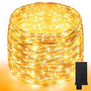areker 82ft 500 led rope light, ip65 waterproof rope lights outdoor low voltage with 8 modes and timer, clear tube light rope and string for pool, camping, patio, indoor, wedding use, warm white