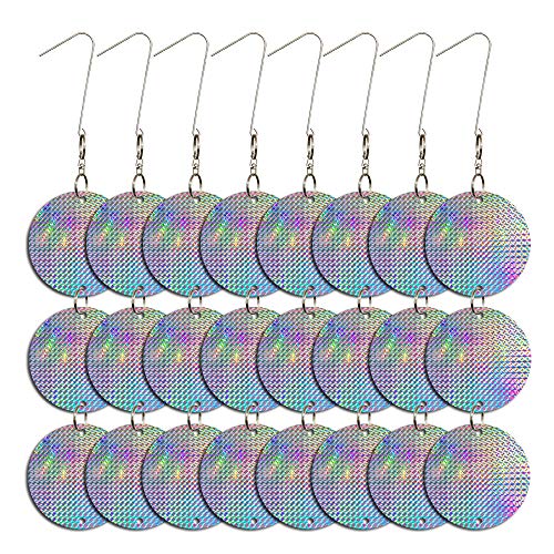 Holographic Reflective Bird Scare Discs for Woodpeckers and Pigeons, Bird Reflectors Scarer, Keep Birds Away, 24 Round Disks