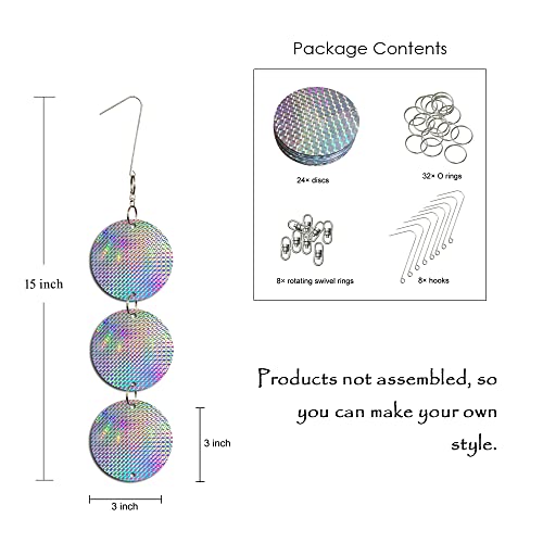 Holographic Reflective Bird Scare Discs for Woodpeckers and Pigeons, Bird Reflectors Scarer, Keep Birds Away, 24 Round Disks