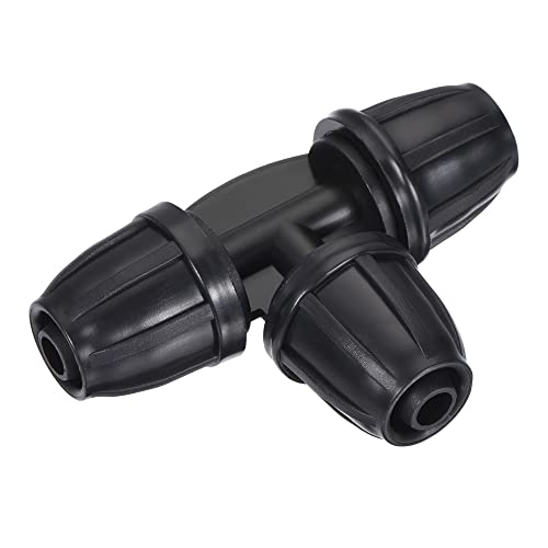 MECCANIXITY Drip Irrigation Barbed Tee 3-Way Fitting 8mm/11mm Tubing for Garden Drip Tape Tubing Sprinkler System Black Pack of 10