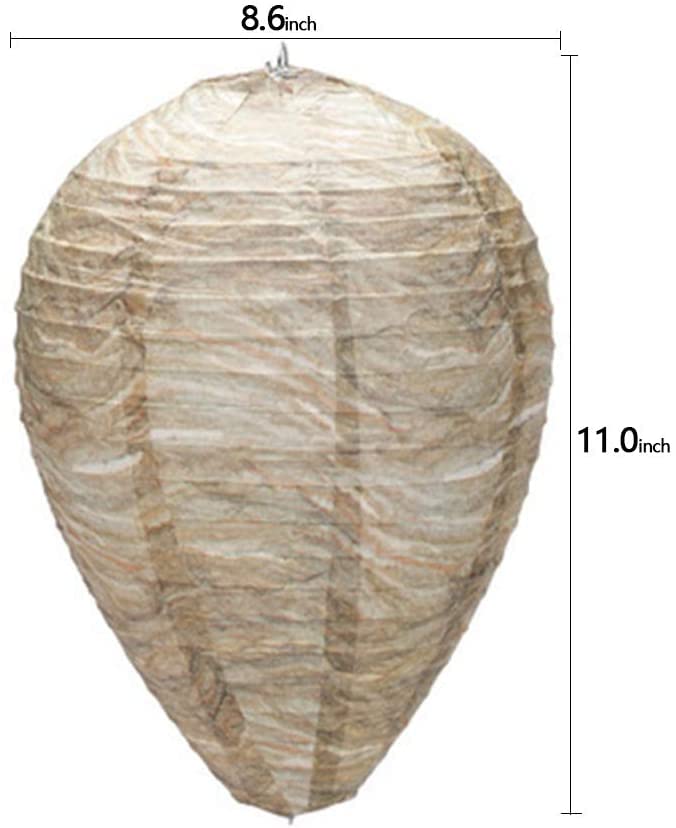 Eashome Wasp Nest,Decoy Hanging Fake Wasp Nest,Natural Non-Toxic Paper Decoy Safe Fake Trap Effective Eco Friendly Paper Wasp Nest for Garden,Outdoors Brown 6 Pack