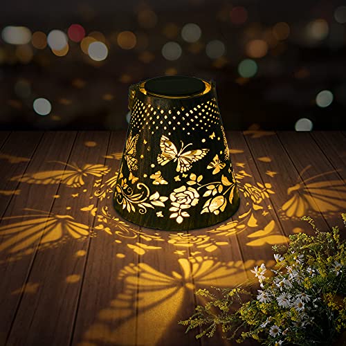 Outdoor Solar Lights Waterproof Party Garden Decor Lights Burtterfly Hanging Solar Lanterns Outdoor Waterproof Light Patio Decor Metal Gardening Gifts for Women