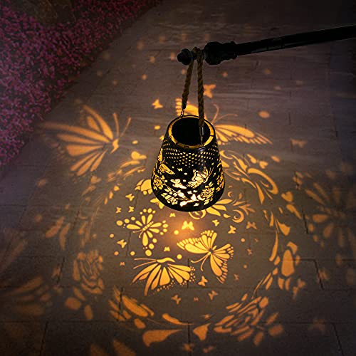 Outdoor Solar Lights Waterproof Party Garden Decor Lights Burtterfly Hanging Solar Lanterns Outdoor Waterproof Light Patio Decor Metal Gardening Gifts for Women