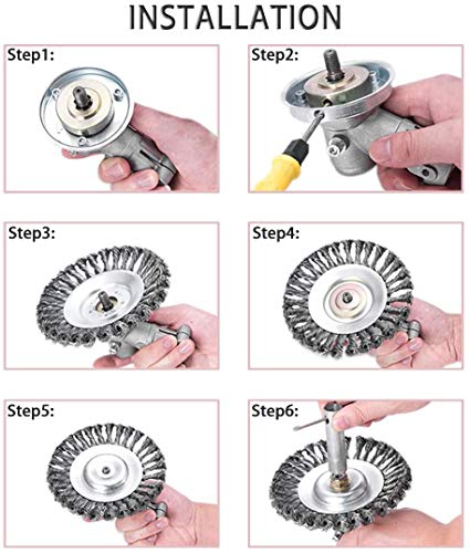 IRmm 8 Inch Steel Wire Brush Cutter Trimmer Head Replacement Garden Grass Weed Brush Cutting Head for Rust Removal,Paving Stone, Pavement Joints or Driveway