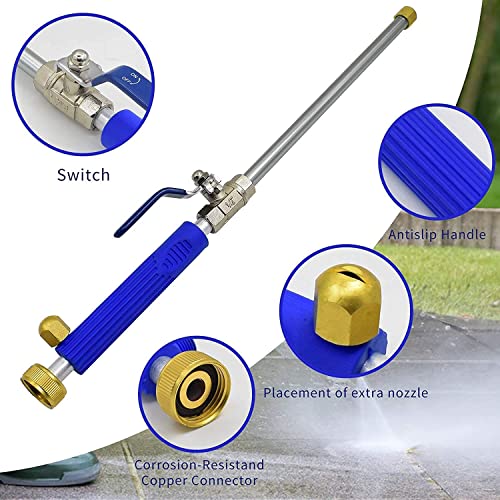 Buyplus Hydro Jet Power Pressure Washer Wand - Portable High Pressure Water Gun, Extendable Garden Hose Watering Sprayer with Nozzle Tips for Car Window Glass Washing