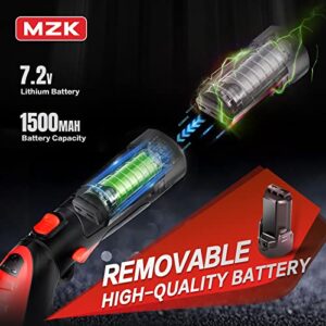 MZK 7.2V Cordless Grass Shear & Hedge Trimmer - 2-in-1 Electric Shrub Trimmer/ Handheld Hedge Cutter/ Grass Trimmer/ Hedge Clipper with Removable Battery and Charger