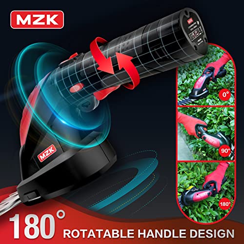 MZK 7.2V Cordless Grass Shear & Hedge Trimmer - 2-in-1 Electric Shrub Trimmer/ Handheld Hedge Cutter/ Grass Trimmer/ Hedge Clipper with Removable Battery and Charger