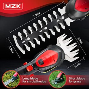 MZK 7.2V Cordless Grass Shear & Hedge Trimmer - 2-in-1 Electric Shrub Trimmer/ Handheld Hedge Cutter/ Grass Trimmer/ Hedge Clipper with Removable Battery and Charger
