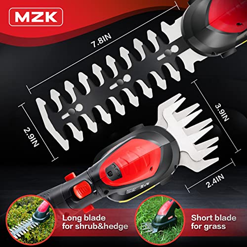 MZK 7.2V Cordless Grass Shear & Hedge Trimmer - 2-in-1 Electric Shrub Trimmer/ Handheld Hedge Cutter/ Grass Trimmer/ Hedge Clipper with Removable Battery and Charger