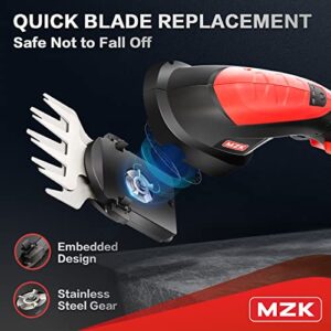 MZK 7.2V Cordless Grass Shear & Hedge Trimmer - 2-in-1 Electric Shrub Trimmer/ Handheld Hedge Cutter/ Grass Trimmer/ Hedge Clipper with Removable Battery and Charger