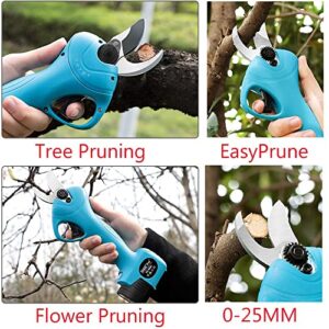 Vrseis 25mm Cordless Electric Pruner Professional Electric Pruning Shears Lightweight Tree Pruner Electric Secateur Branch Scissors 16.8V2Ah Battery for Orchard Garden Fruit (Size : 2.5x1xBattery)