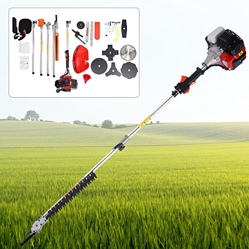 52CC 2-Stroke Gas Powered Grass Trimmer Mower Single Cylinder Gasoline Weed Wacker Edger Air-Cooled Multifunctional Cleaning Tool Solid and Durable for Garden Grass Lawn