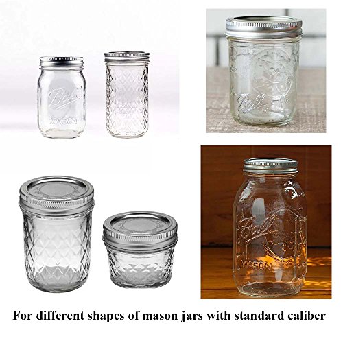 6 Pack Mason Jar Lights, 20 LED Solar Cold White Fairy String Lights Lids Insert for Garden Deck Patio Party Wedding Christmas Decorative Lighting Fit for Regular Mouth Jars